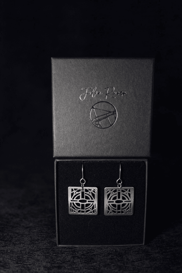 Paris  Champ de Mars / Tour Eiffel | Boucles doreilles carre | Inox | Dedale